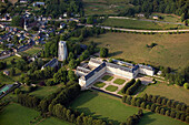 France, Eure (27), Le Bec-Hellouin Labeled Village The Most Beautiful Villages of France, Abbey of Bec-Hellouin (aerial view)