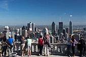 Canada, Quebec Province, Montreal City, Montreal City Skyline from Mont Royal Belvedere