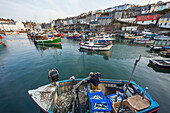 England, Cornwall, Mevagissey, Fisherman Unloading Mackeral Catch