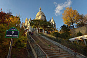 France, the Basilica of Montmartre. Stairs and some trees