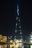 'The Burj Khalifa at night; Dubai, United Arab Emirates'