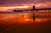 Huntington Beach At Sunset, California, Usa