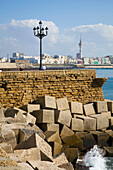 'Cadiz, Andalusia, Spain; The Old Town Wall Along The Coast'