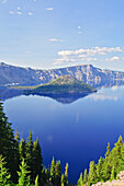 'Oregon, United States Of America; Crater Lake And Wizard Island'