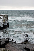 'Waves In Lake Superior In Winter; Grand Marais, Minnesota, Usa'
