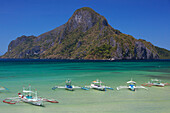 'Traditional Bangka Boats In The Bay Near El Nido; Bacuit Archipelago, Palawan, Philippines'