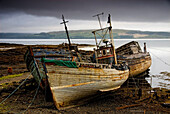 'Scotland; Three Boats On Shore'