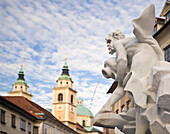 'Ljubljana, Slovenia; Robba Fountain With River God Statue'