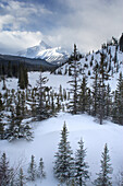 Mount Sarbach And The North Saskatchewan River In Winter - Banff National Park, Alberta, Canada