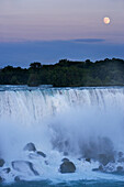 The American Falls At Dusk With Full Moon - Niagara Falls -New York Usa