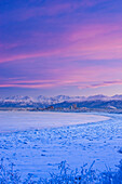 Anchorage Skyline Just Before Dawn, Winter, Southcentral Alaska