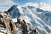 'Rugged snow covered mountains of the french alps;Chamonix-mont-blanc rhone-alpes france'