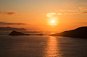 'Sunset over the ocean at blasket sound and the blasket islands;County kerry, ireland'
