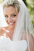 A bride smiling