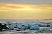 'Glacial Lagoon At Sunset; Jokulsarlon, Austur-Skaftrafellssysla, Iceland'