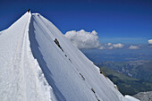 mountaineers on the south ridge of Mönch (4107 m), Bernese Alps, Switzerland