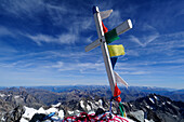 Cross at the summit of Barre des Ecrins (4102 m), Dauphine, France