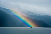 Rainbow above ocean, Magallanes y la Antartica Chilena Region, Patagonia, Chile