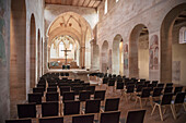Interior view at of the church in Lorch monastry, view of the altar, Swabian Alp, Baden-Wuerttemberg, Germany