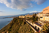 View to Mount Etna, Taormina, Messina, Sicily, Italy