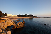 Hostal Spa Empuries in early morning light, Platja del Portitxol, Girona, Costa Brava, Spain