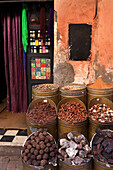 Shop selling spices in the Jewish part of town called Mellah, Marrakech, Morocco