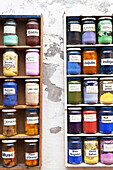 different natural colour pigments as base for dyeing, Essaouira, Morocco