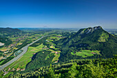 View from mount Kranzhorn over Inn valley and Heuberg, Chiemgau Alps, Upper Bavaria, Bavaria, Germany