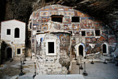 Fresken aus byzantinischer Zeit an Wand von Kapelle im Kloster Sumela, Maçka, Provinz Trabzon, Nordosttürkei, Türkei, Asien