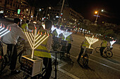 Hanukkah celebrations on bicycles in Rabin Square, Tel-Aviv, Israel, Asia