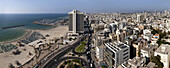 Panorama vom Strand, Gordon Beach und Hotel The Renaissance, Tel-Aviv, Israel, Naher Osten, Asien