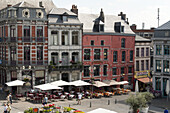 Vivid Grand Place square, Mons, Hennegau, Wallonie, Belgium, Europe