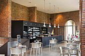 Cafe in Le Grand Hornu, UNESCO world heritage site, Hornu near Mons, Hennegau, Wallonie, Belgium, Europe