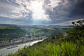 Blick vom Roßstein auf Oberwesel, Dörscheid, Rheinland-Pfalz, Deutschland