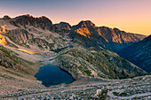Alpine lakes at sunrise, inside the mountain's landscape , Alpi Marittime National park