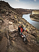 Kyle Mears mountain biking on Jacksons trail in Moab, Utah.