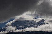 Storm clouds move across Mt. Shasta in Siskiyou county, CA