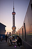 Shanghai, China - September 3, 2009: Oriental Pearl Tower in Shanghai's Pudong district.