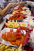 Lobster dinners await patrons at Lobster at Two Lights, along the shore, in Cape Elizabeth, Maine.