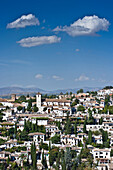 Albaicin district viewed from the Alhambra,  Granada,  Andalucia,  Spain
