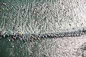 Battle Of the Paddle, Dana Point CA Aerial - Guinness World Record, attempting to break the existing record for the most surfers riding a single wave