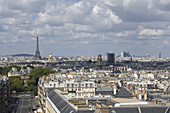 Paris' skyline with Eiffel tower L, from the top of the Pantheon.