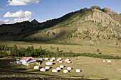 The Molor ger camp in Gorkhi-Terelj National Park provides visitors with comfortable yurts for overnight stays. Terelj National Park sits just east of Mongolia's capital city Ulaanbaatar.  It is the most visited of all the parks, and has dozens of ger yur