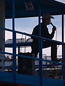 Rodeo announcer at work at the Tucson Rodeo in Tucson, Arizona.