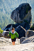 Rosie Hackett hiking high in the mountains in South Lake Tahoe, California.