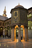 Damascus, Syria - January 2008: Umayyad mosque in Damascus has been for 3000 years a place of worship starting with an Aramaens temple to the god Hadad - over the years Jupiter with the Romans, then Christ and lastly in 636 AD Muslims entered Damascus. It