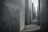 zwischen den Säulen am Holocaust Mahnmal, Denkmal für die ermordeten Juden Europas, Bundeshauptstadt Berlin, Deutschland