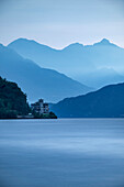 Blick über Comer See zur Villa Gaeta, Menaggio, Lago di Como, Lombardei, Italien, Europa