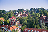 Villas seen from Panorama Hotel, Schweinfurt, Franconia, Bavaria, Germany