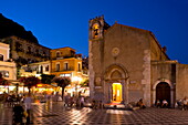 The Church of San Giorgio in Piazza IX Aprile at dusk in Taormina, Sicily, Italy,Europe